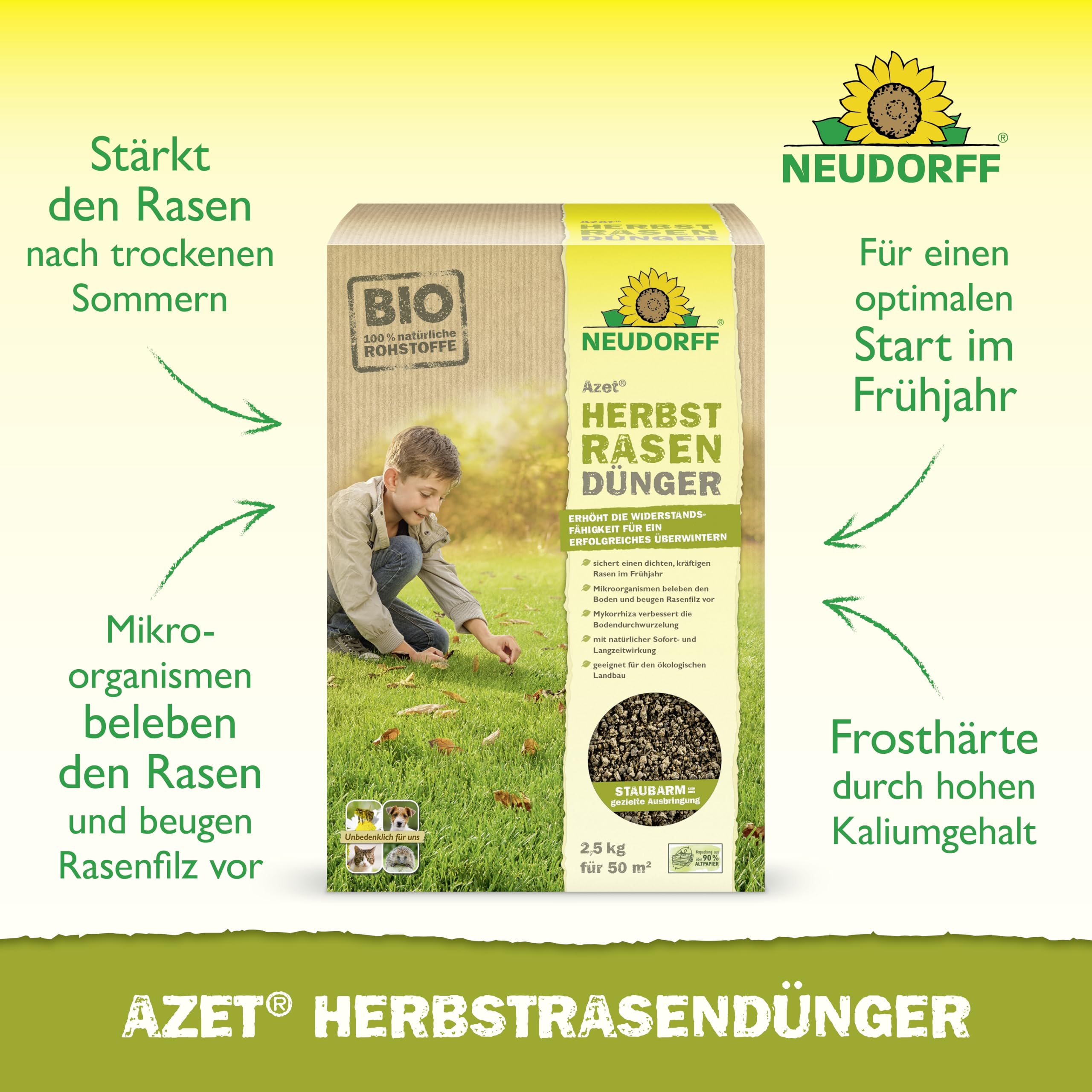 neudorff-azet-herbstrasend-nger-2-5-kg-f-r-50-m-npk-7-3-10-bio image 2