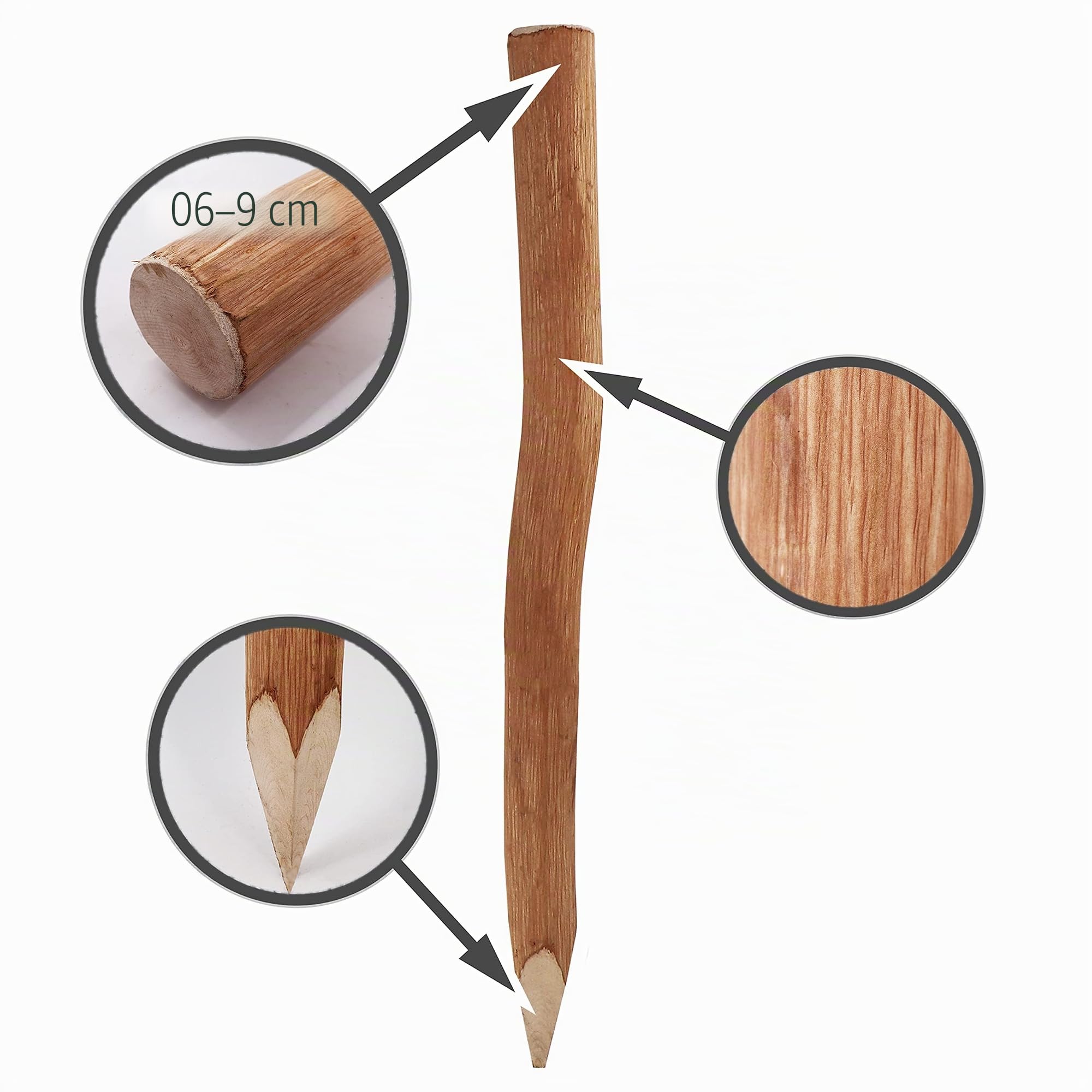 aquagart-holzpfosten-f-r-staketenzaun-1-5-m-haselnuss-6-9-cm-5er-set image 2