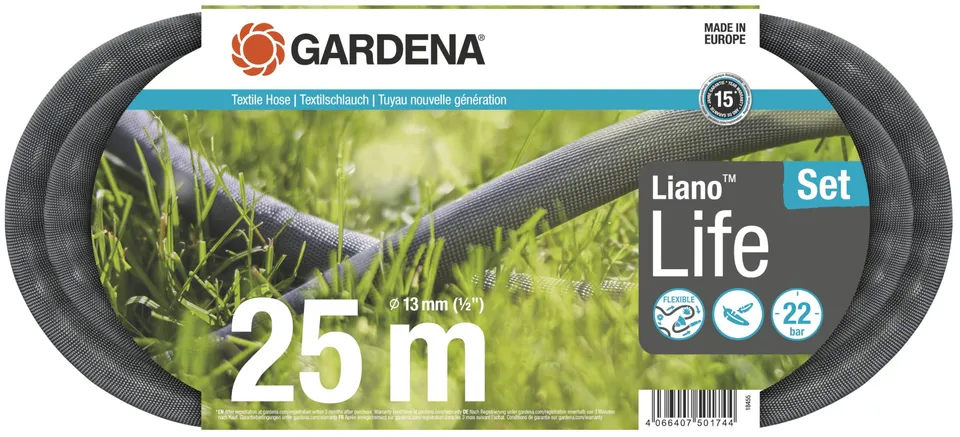 gardena-liano-life-textilschlauch-1-2-zoll-25-m-set-mit-spritze image 1