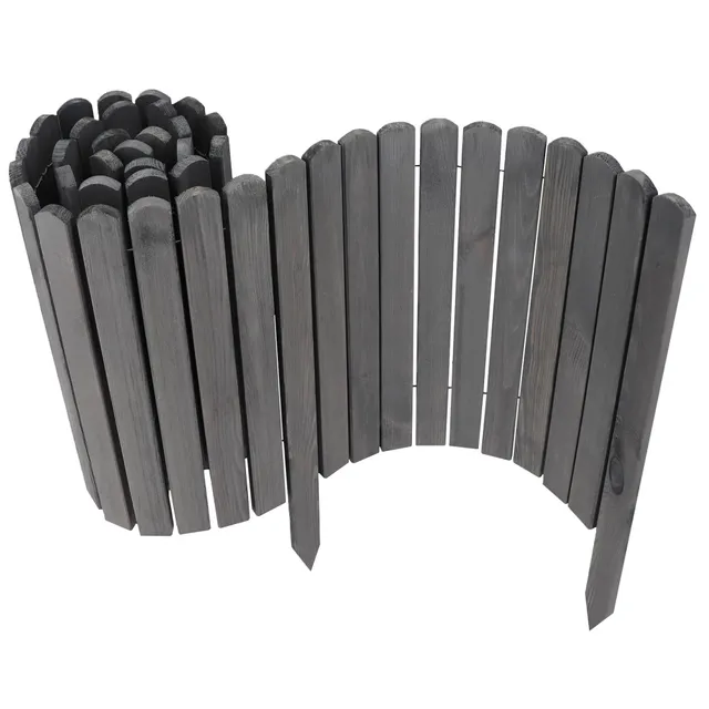 aquagart-holz-rollzaun-grau-5er-set-10-x-200-cm-beeteinfassung-rollboarder image 1