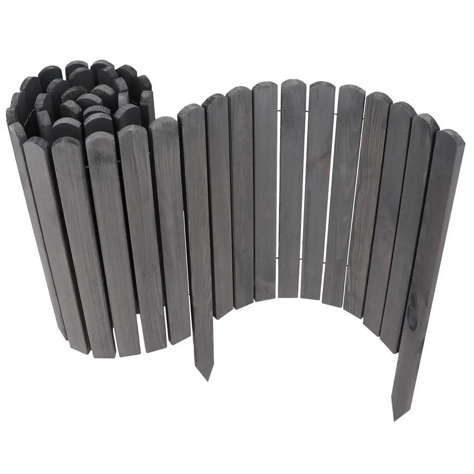aquagart-holz-rollzaun-grau-5er-set-10-x-200-cm-beeteinfassung-rollboarder image 1