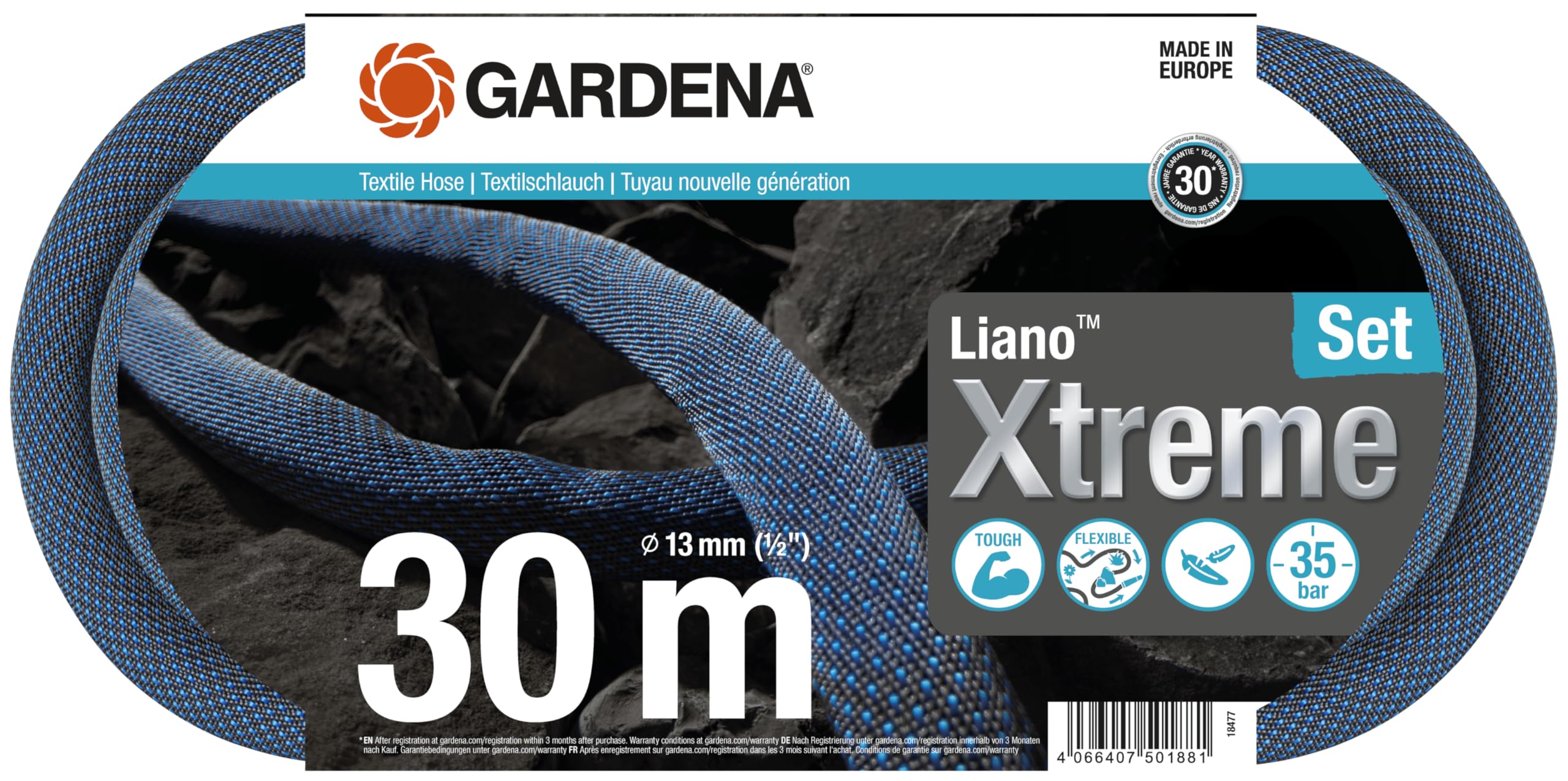 gardena-liano-xtreme-textil-gartenschlauch-1-2-zoll-30-m-set-18477-20 image 1