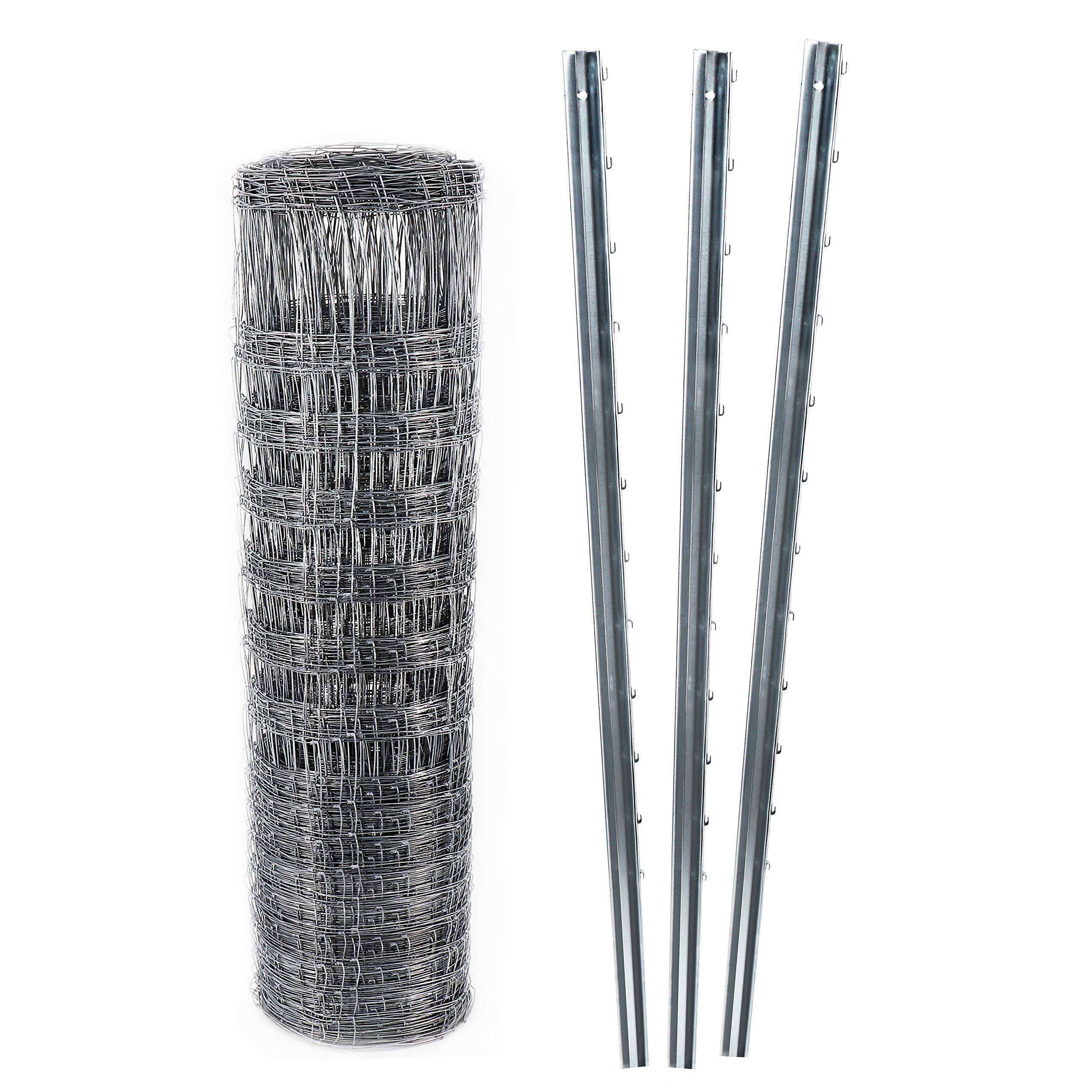 aquagart-wildzaun-komplettset-50-m-knotengeflecht-125-13-30-mit-15-z-profil-zaun image 1