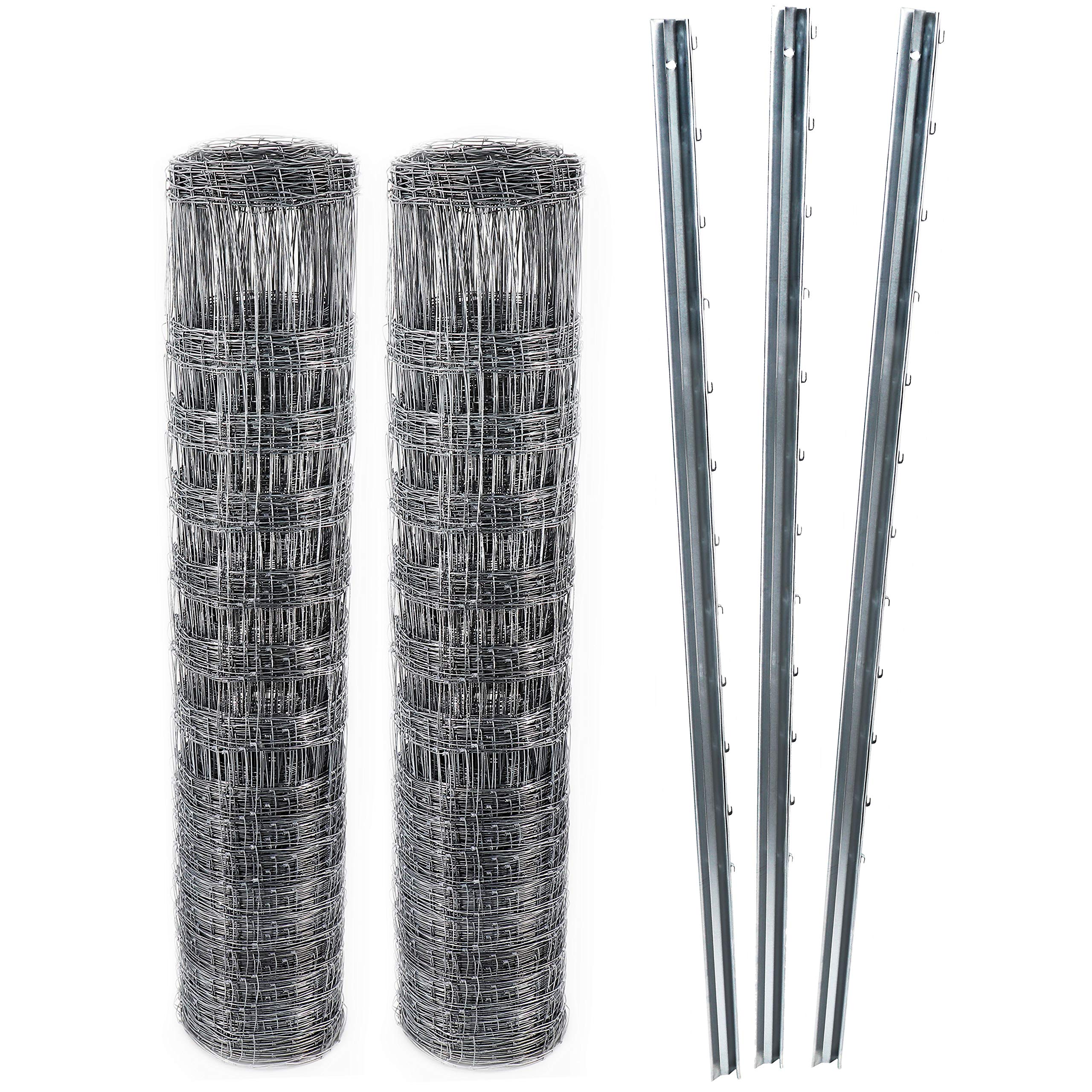 aquagart-z-profil-wildzaun-komplettset-100-m-knotengeflecht-150-12-30-30-zaunpf- image 1