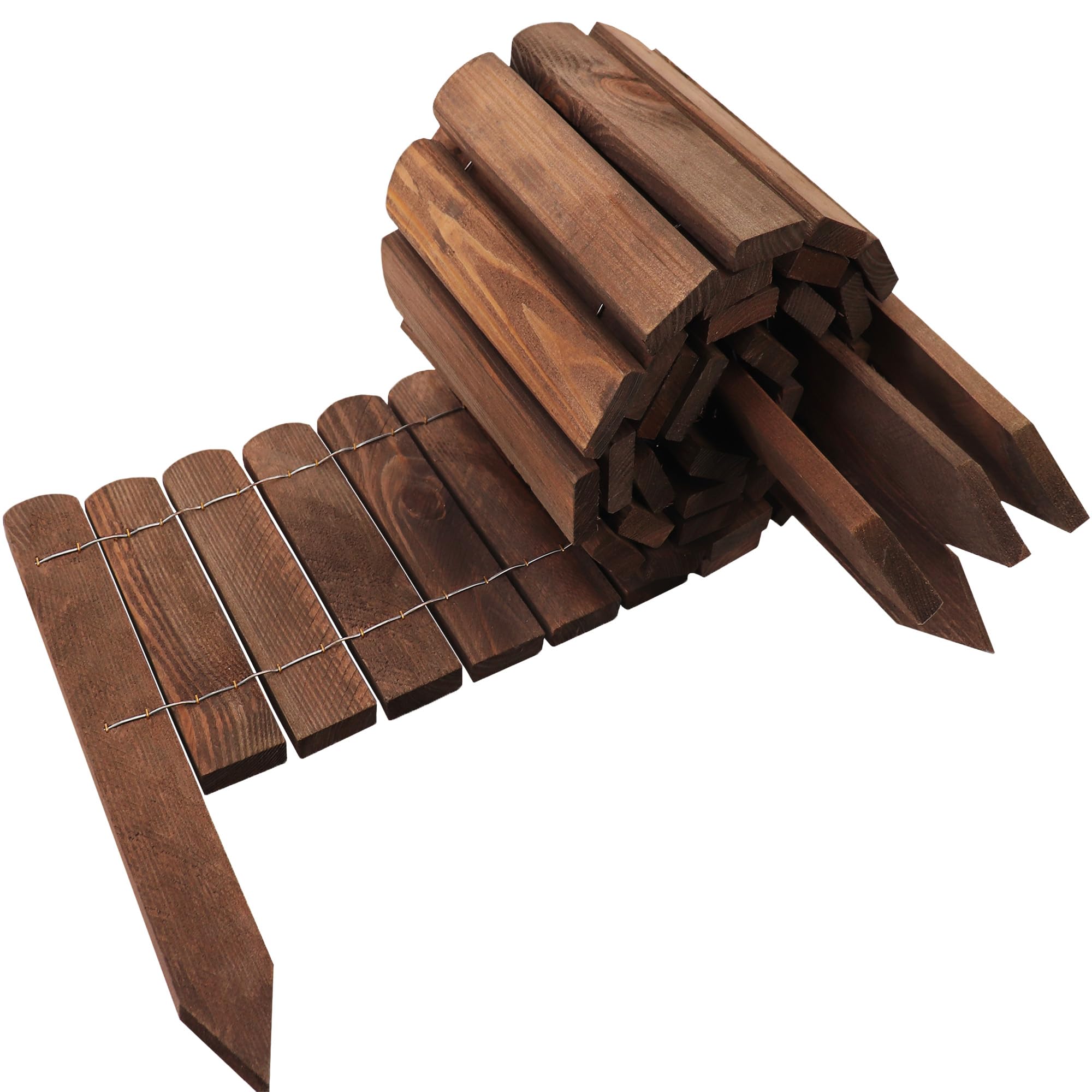 aquagart-holz-rollzaun-dunkelbraun-30x200-cm-beeteinfassung-holz-2er-set image 5