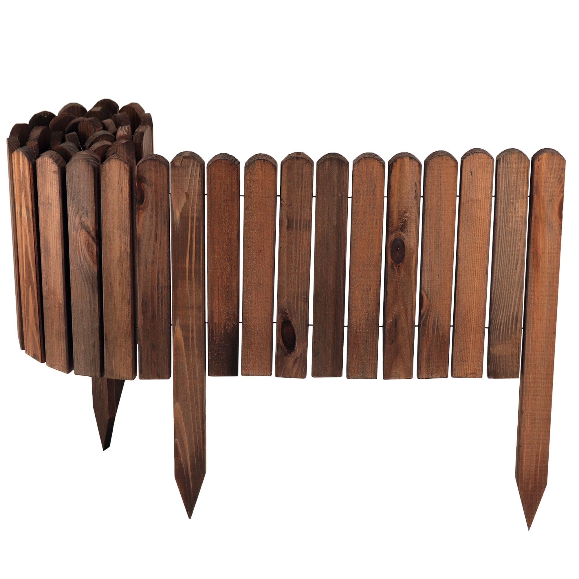 aquagart-holz-rollzaun-dunkelbraun-30x200-cm-beeteinfassung-holz-2er-set image 2