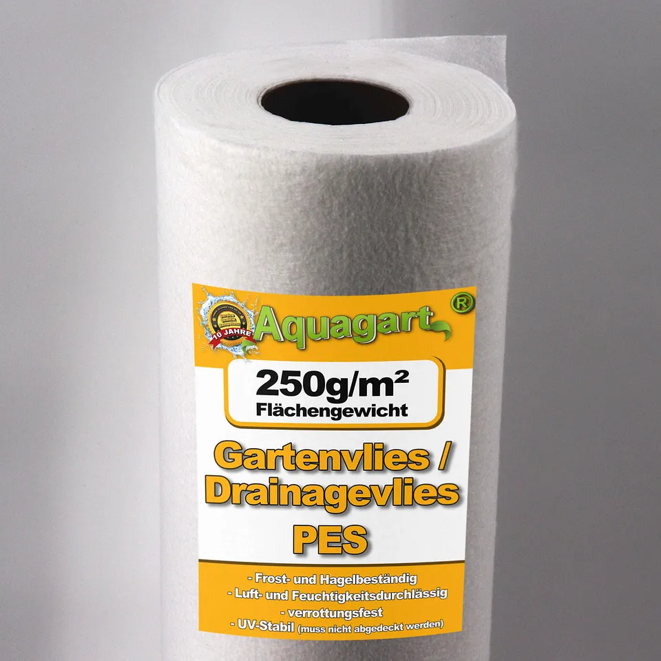 aquagart-unkrautvlies-wei-320-m-250-g-m-pes-1-6-m-breit-drainagevlies-1-9-mm image 1