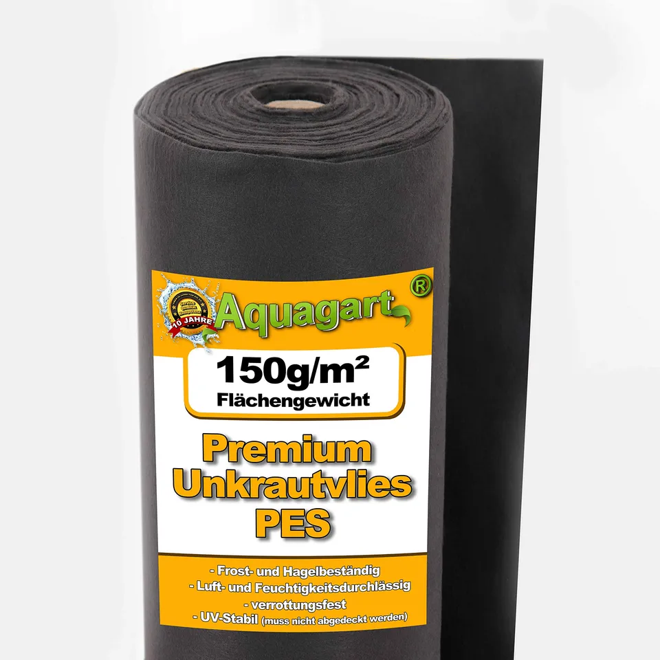 aquagart-unkrautvlies-schwarz-375-m-150-g-m-pes-1-m-breit-schutz-und-drainagevli image 1