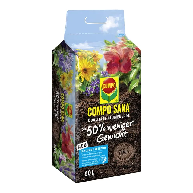 compo-sana-blumenerde-60-l-50-leichter-12-wochen-n-hrstoffe image 1