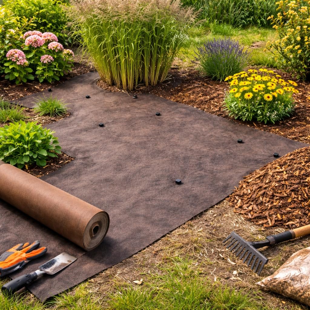 aquagart-unkrautvlies-braun-125-g-m-wasserdurchl-ssiges-gartenvlies-25m image 8