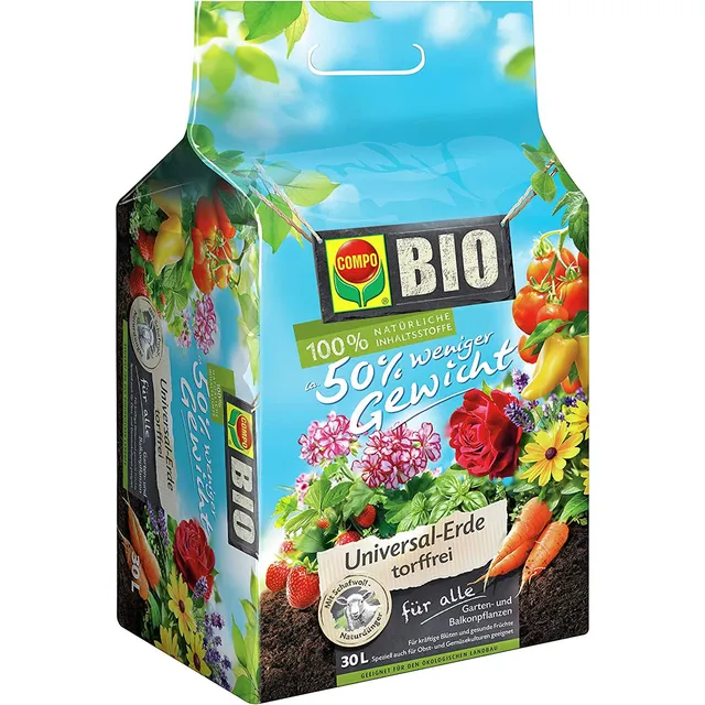 compo-bio-universal-erde-torffrei-30-l-mit-schafwoll-d-nger-50-leichter image 1