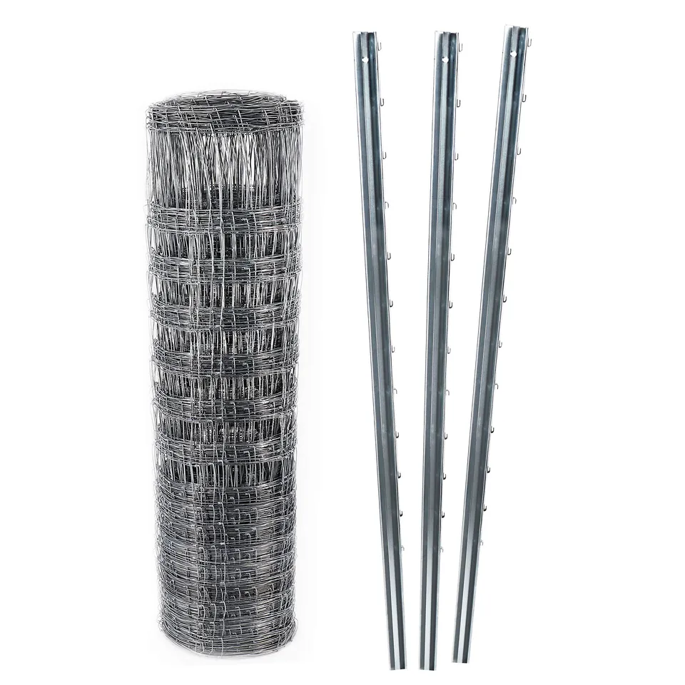 aquagart-wildzaun-komplettset-50-m-knotengeflecht-125-13-30-mit-15-z-profil-zaun image 1
