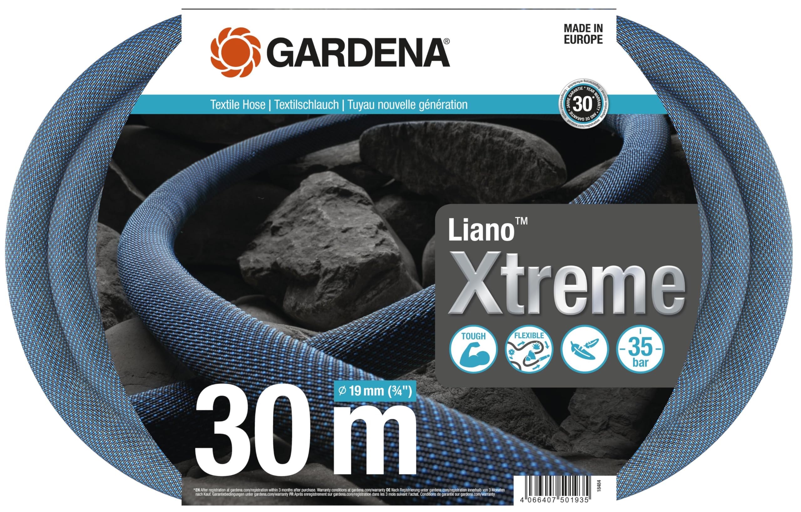 gardena-liano-xtreme-textil-gartenschlauch-set-30-m-3-4-zoll-18484-20 image 1