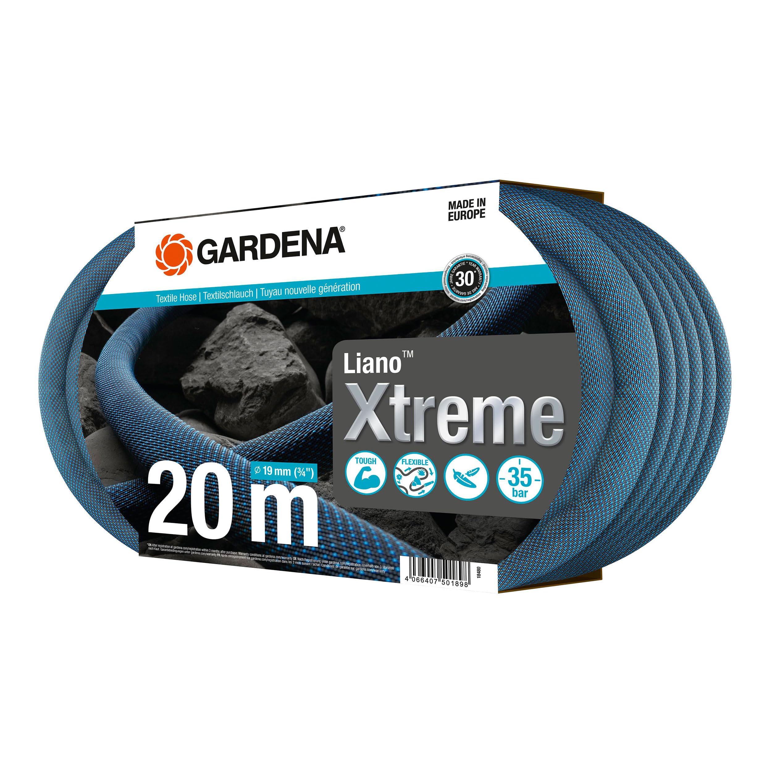 gardena-liano-xtreme-textil-gartenschlauch-3-4-zoll-20-m-set image 1