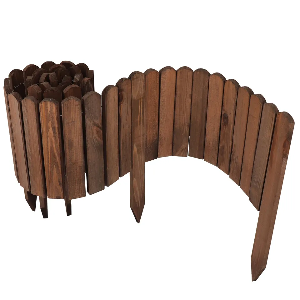 aquagart-holz-rollzaun-dunkelbraun-30x200-cm-beeteinfassung-holz-2er-set image 1