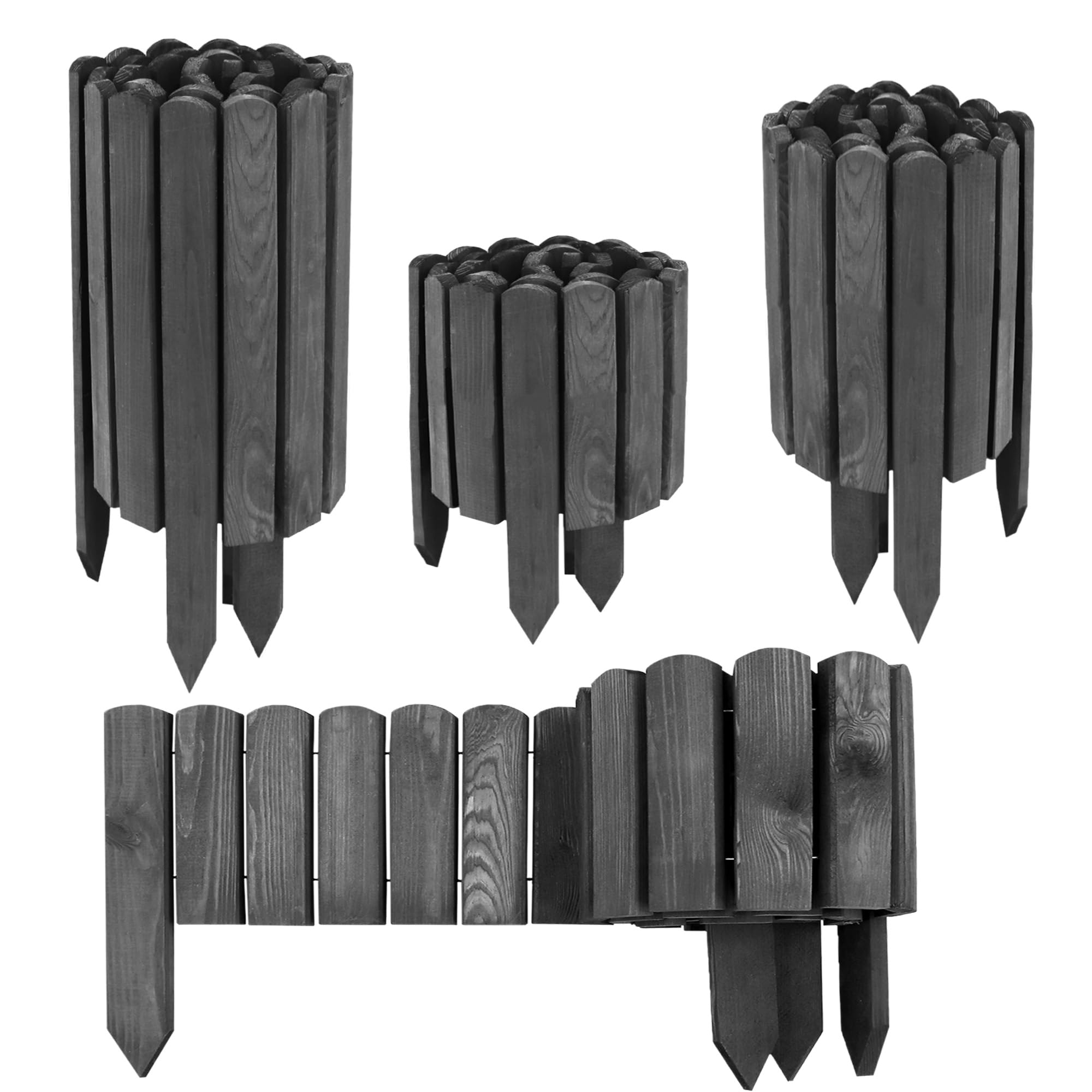 aquagart-holz-rollzaun-beeteinfassung-grau-20-cm-flexible-beetumrandung-und-rase image 5